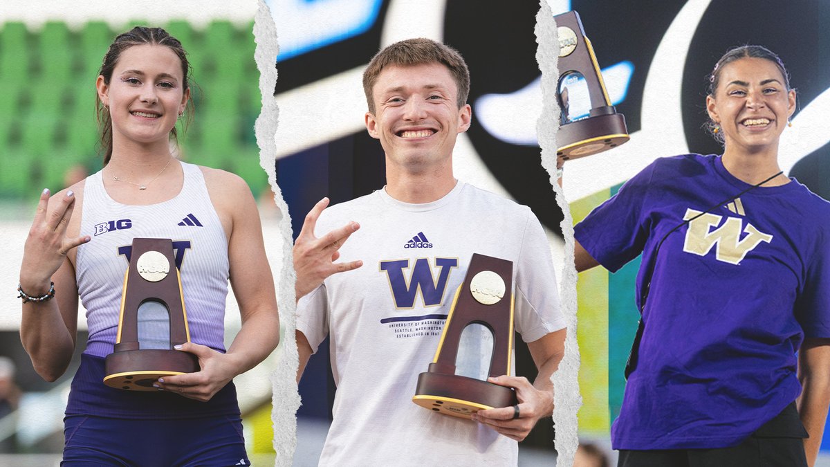 Washington Track & Field and Cross Country (@uwtrack) on Twitter photo This week was the first time in school history that the Huskies captured three titles at the NCAA Outdoor Championships. Two titles had been done seven times, most recently in 2006.
π₯ - Hana Moll, Pole Vault
π₯ - Nathan Green, 1500m
π₯ - Sophie O'Sullivan, 1500m This week was the first time in school history that the Huskies captured three titles at the NCAA Outdoor Championships. Two titles had been done seven times, most recently in 2006.
π₯ - Hana Moll, Pole Vault
π₯ - Nathan Green, 1500m
π₯ - Sophie O'Sullivan, 1500m