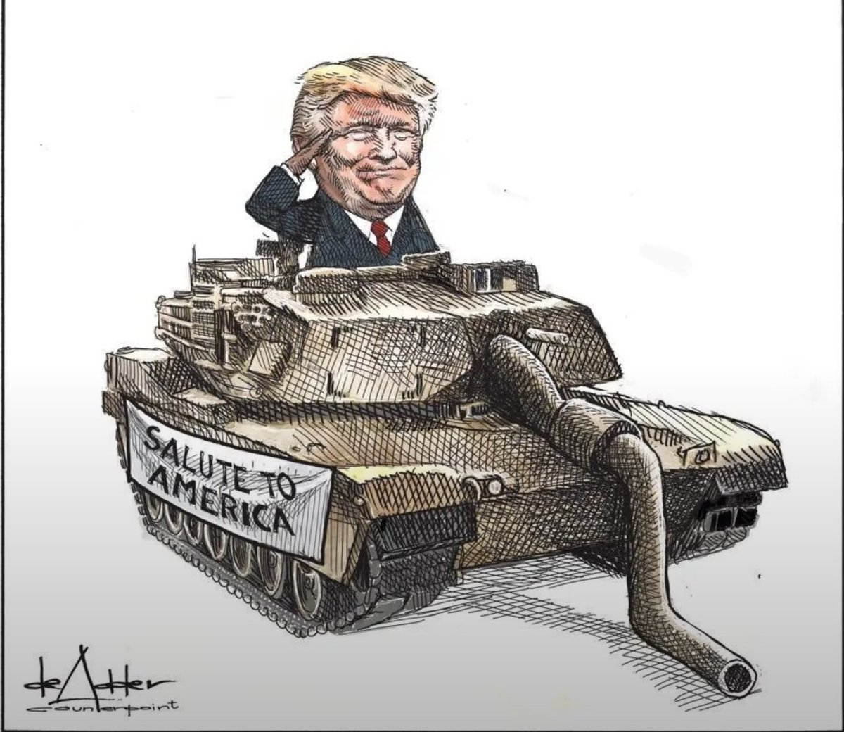 Yesterday, the class bully threw a costly birthday parade for himself, using money he STOLE from us, and instead of watching his bullshit, we had big old block parties out in the street all over America, saying FUCK YOU.

I'm glad the rain didn't cancel it.

We sure AF rained on