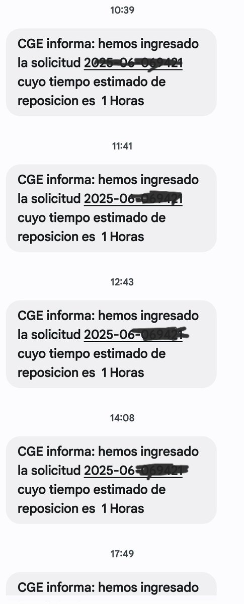 <a href="/meganoticiascl/">Meganoticias</a> 
27 horas sin suministro eléctrico, a la espera, desde la madrugada, que se aparezca alguna cuadrilla en San Pedro de La Paz, Bayona, tal como lo anuncian en sucursal virtual y via SMS, pero engañan permanentemente a los clientes. Una burla descarada.