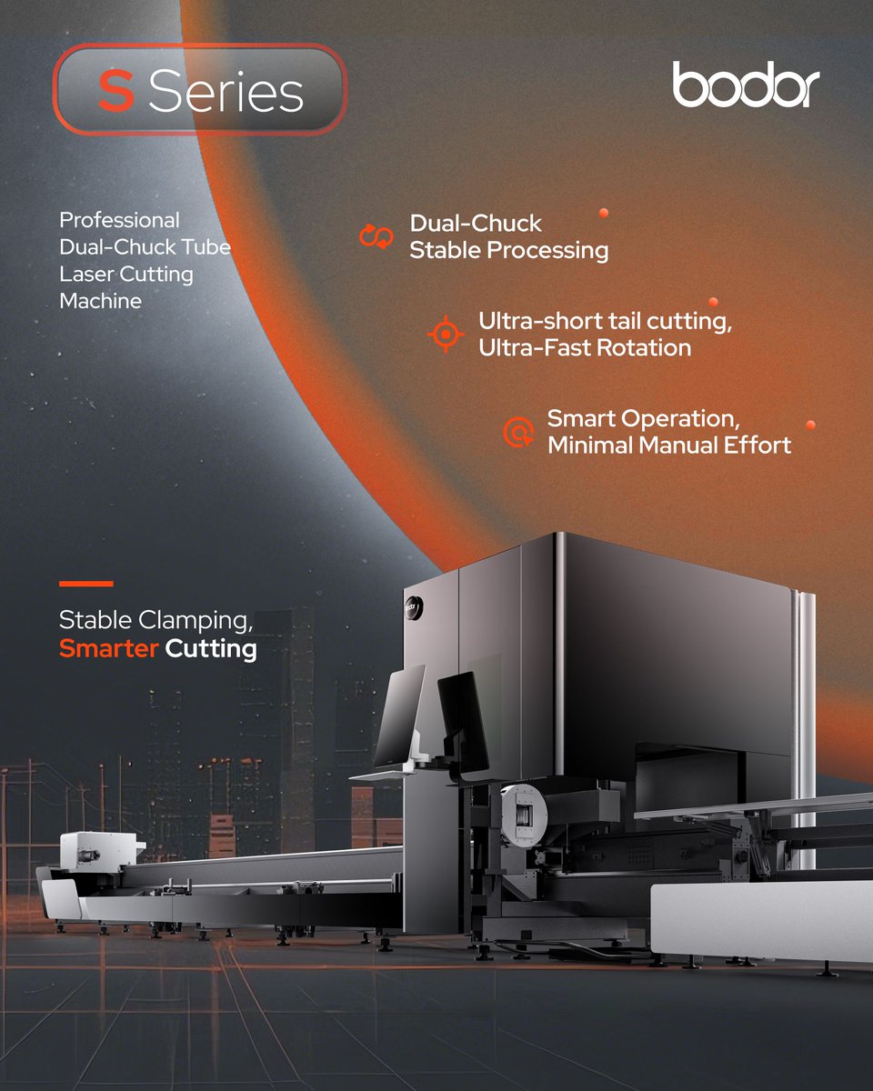 bodor_laser_'s tweet image. 🔥 Introducing the all-new Bodor S Series — Professional Dual-Chuck Tube Laser Cutting Machine. 

Stable, Speedy, Seamless — S Series is here. 
📽️ Watch the full video for details: youtu.be/pavpW5SPf24

#Bodor #LaserCuttingMachine #TubeLaser #BodorS #DualChuck #TubeCuttng