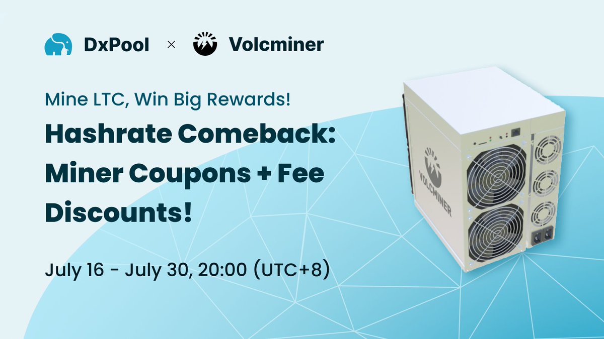 dxpoolofficial's tweet photo. 🎯 LTC Joint Promo with @Volcminer 🔥
✅ Buy miners
✅ Connect to DxPool LTC
✅ Join lucky draw:
2 × $100 coupons/order (limit 1 coupon)
Fee discounts from DxPool
📥 Submit info: https://t.co/JT8nspadKG
#LTC #Mining #DxPool https://t.co/GQiwJfwqmx