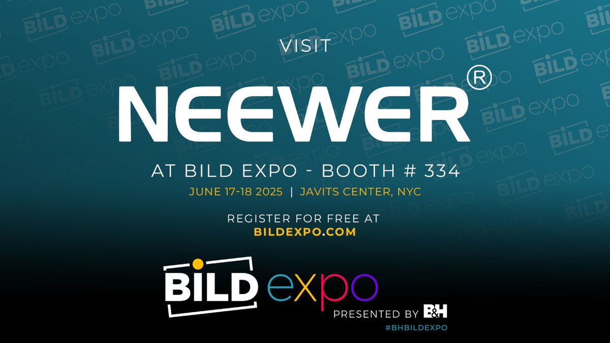neewerofficial's tweet photo. Are you ready to join NEEWER at BILD EXPO 2025?

📅 June 17-18, 2025
📍 Booth #334 | Javits Center, NYC

🔍 Discover latest photo &amp; video gear

#BILDEXPO #NEEWER #PhotoVideo #neewer https://t.co/NIT1NcW2Da