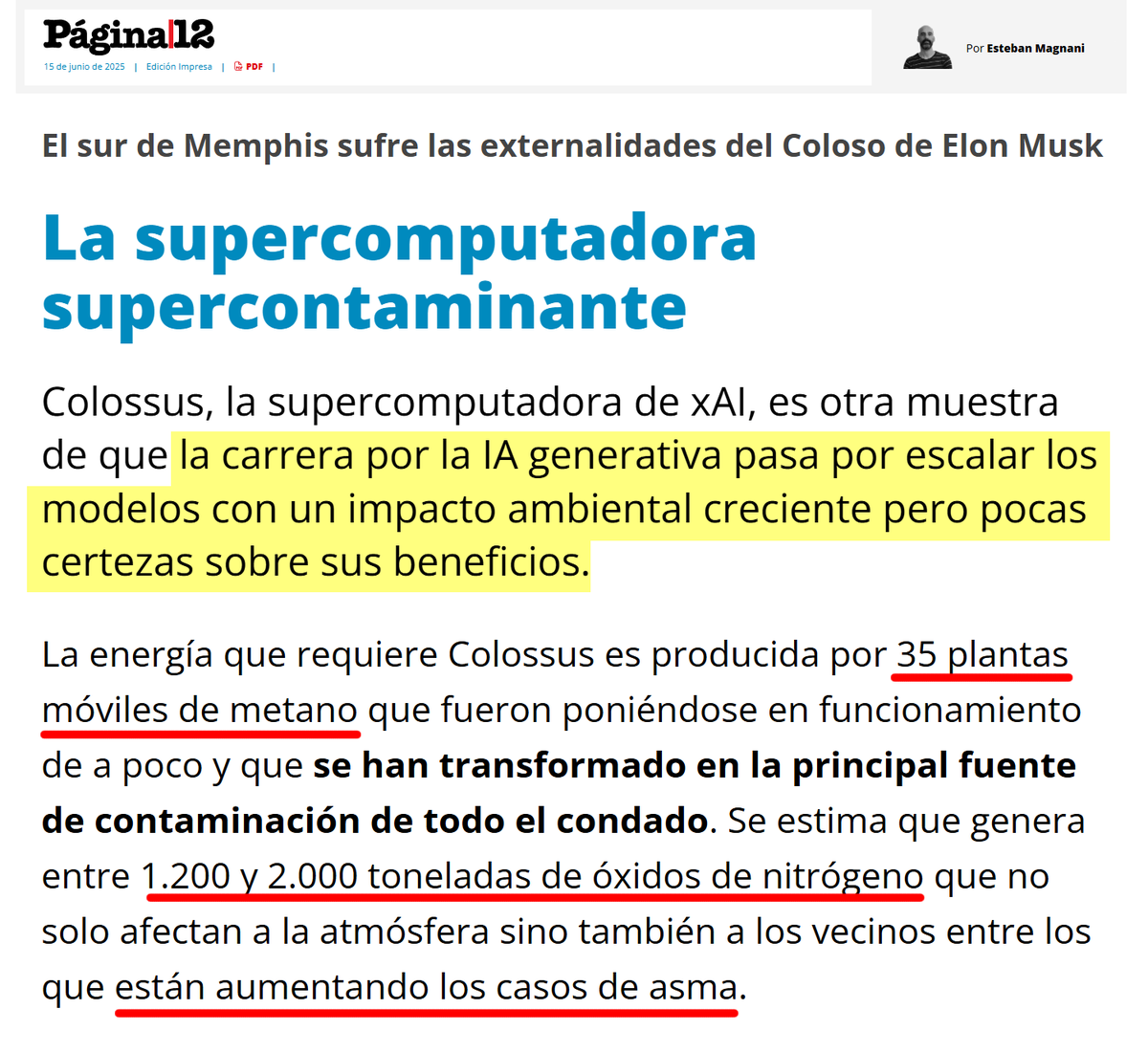 SIN AGUA Y SIN AIRE. La IA generativa es una factoría de ilegalidad y violación de todos los derechos humanos. Funciona a base de robo, expolio, extractivismo y contaminación. El puñado de tecno-oligarcas que las manejan se sigue enriqueciendo a costa de envenenar el planeta 🚨