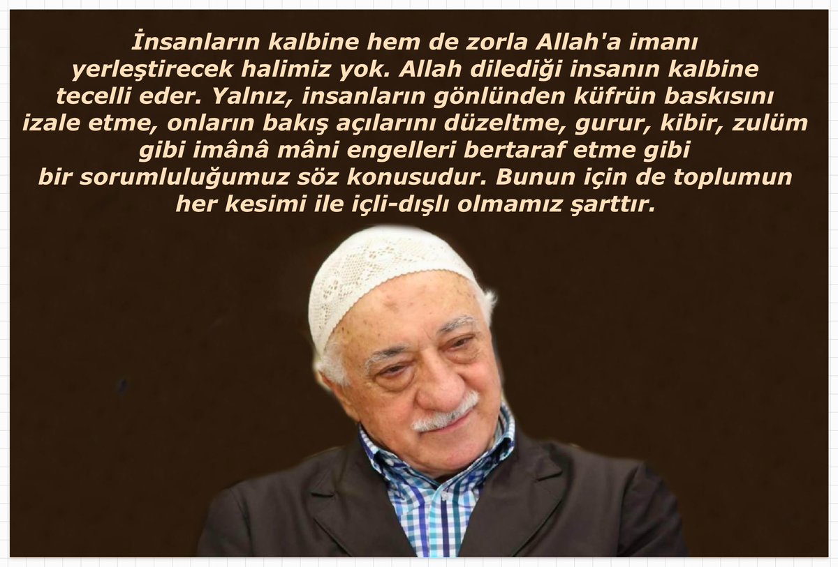 İnsanların kalbine hem de zorla Allah'a imanı yerleştirecek halimiz yok. Allah dilediği insanın kalbine tecelli eder. Yalnız, insanların gönlünden küfrün baskısını izale etme, onların bakış açılarını düzeltme, gurur, kibir, zulüm gibi imânâ mâni engelleri bertaraf etme gibi bir