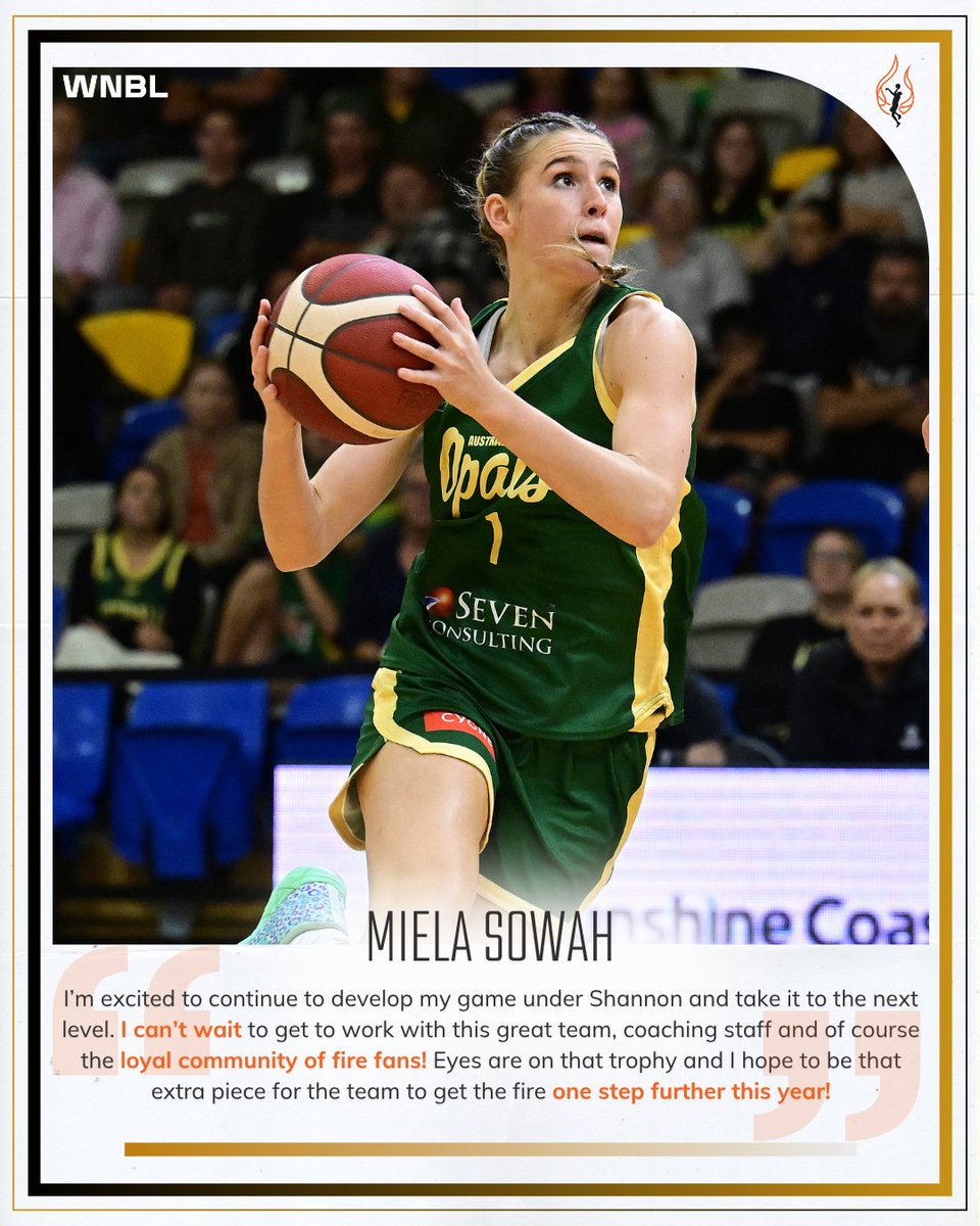 TownsvilleFire's tweet image. 🗣️ “Eyes are on that trophy…” 👀🏆
New Fire recruit Miela Sowah is ready to level up under Shannon Seebohm and chase a championship with the North! 🔥
📲 Read more: wnbl.com.au/townsville/new…
#FireUp #TownsvilleFire #WNBL #MielaSowah #OneStepFurther