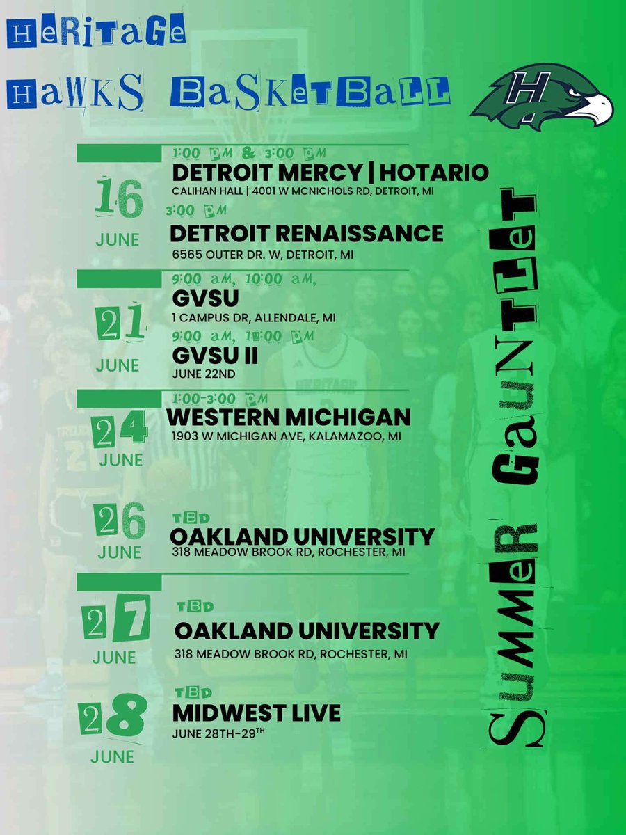 This is my schedule for June!!