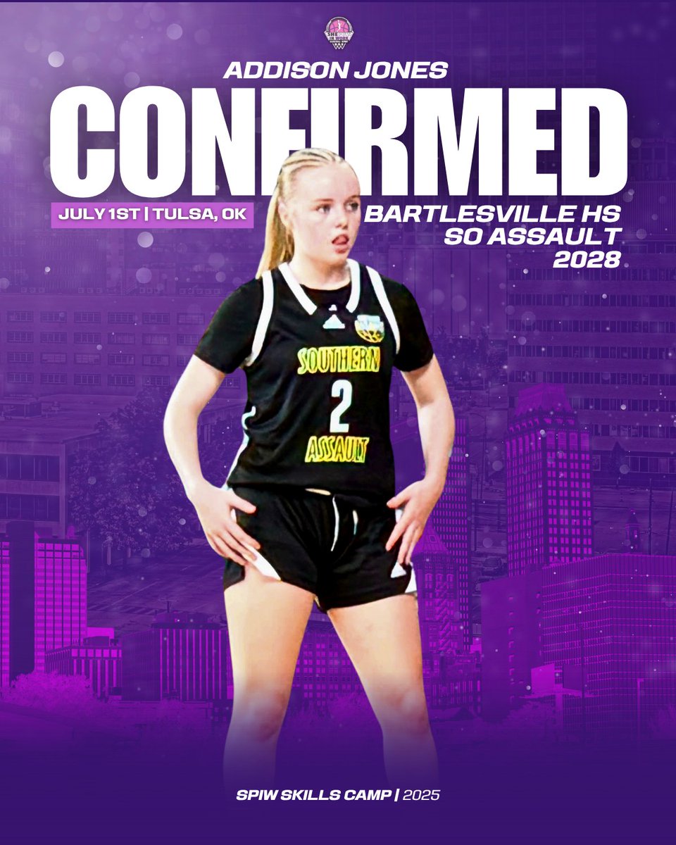 sheputsinwork's tweet photo. She Puts in Work Skills Camp 2025
July 1st | Tulsa, OK
๐บ@addisonjones39404 - 5'7" / PG | Bartlesville HS ๐
@SoAssaultGBB๐ค
Addison is CONFIRMED!!!!๐Looking forward to see you work! Let's Get It!
It's not too late to sign up! Register here: https://t.co/Cnrozqsh35 https://t.co/vjmd8jZkBj