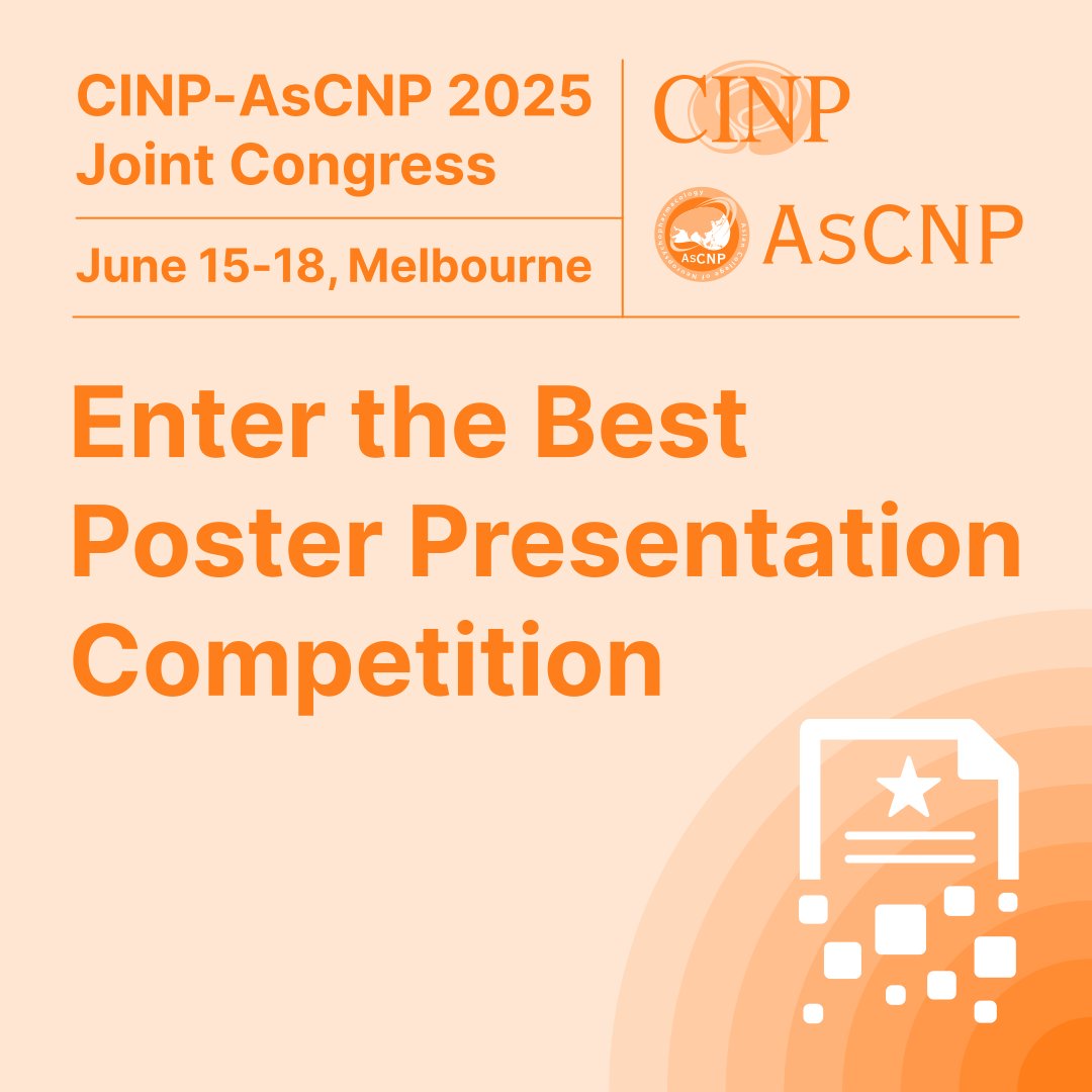 theCINP's tweet image. 🏅 Presenting a poster at CINP-AsCNP 2025? Don’t miss the Oustanding Poster Presentation Competition!
🗳️ Attendees can vote via the congress app
🎤 Top 6 will present in a special session
💵 Winners get $200 + a certificate
Cast your vote & support outstanding research!
#cinp