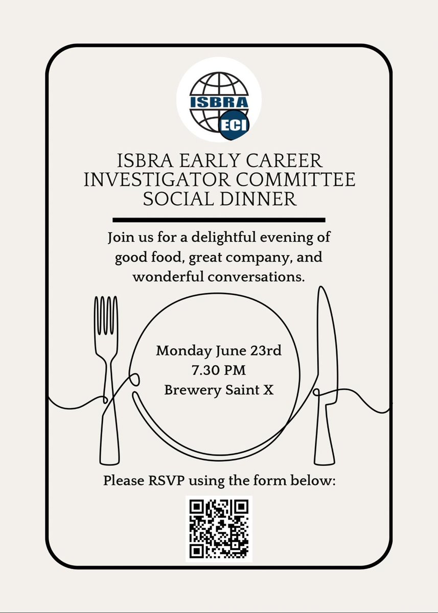 ISBRA-ECI (@eciisbra) on Twitter photo 🎉Attending the RSA/ISBRA 2025 Congress in New Orleans?
Come join the ISBRA ECI Social Dinner - all early career investigators & students welcome!
👉RSVP: tinyurl.com/5n6z462p
Spread the word, and come relax & network with fellow ECIs🌟
<a href="/ISBRAComm/">ISBRA Communications</a> #AlcoholResearch 🎉Attending the RSA/ISBRA 2025 Congress in New Orleans?
Come join the ISBRA ECI Social Dinner - all early career investigators & students welcome!
👉RSVP: tinyurl.com/5n6z462p
Spread the word, and come relax & network with fellow ECIs🌟
<a href="/ISBRAComm/">ISBRA Communications</a> #AlcoholResearch