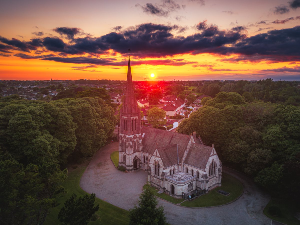 Sunset over All Saints' Church of Ireland, Raheny this evening.
