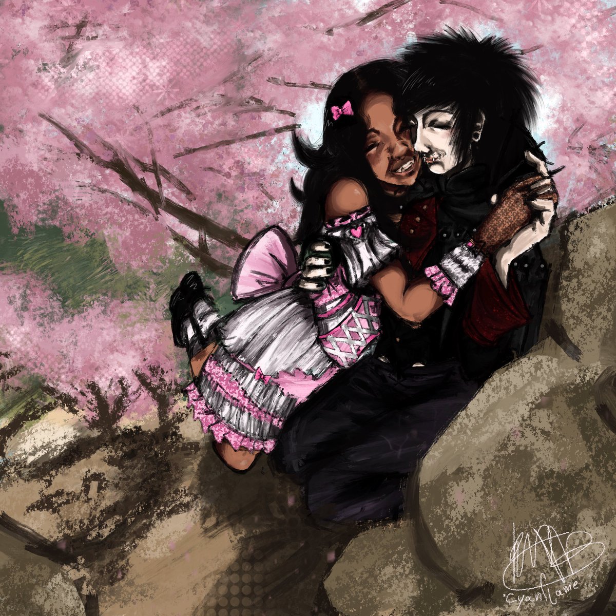 trin is literally a blessing. its unbelievable i have such a perfect girlfriend, after feeling desperate to get into a relationship with someone for so many years. i love her so much &lt;3.. 

i havent shown off the finished result of the drawing of us yet, so here it is!! YAY!!