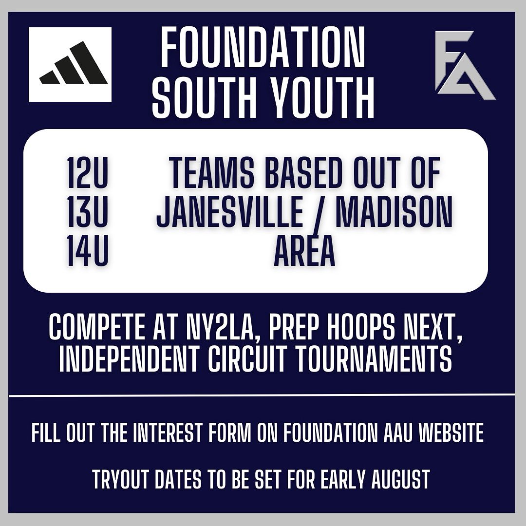 Foundation South Youth Team Information for 2026❕Fill out the player interest form on the Foundation AAU website. Tryout dates to be set this week for early August.