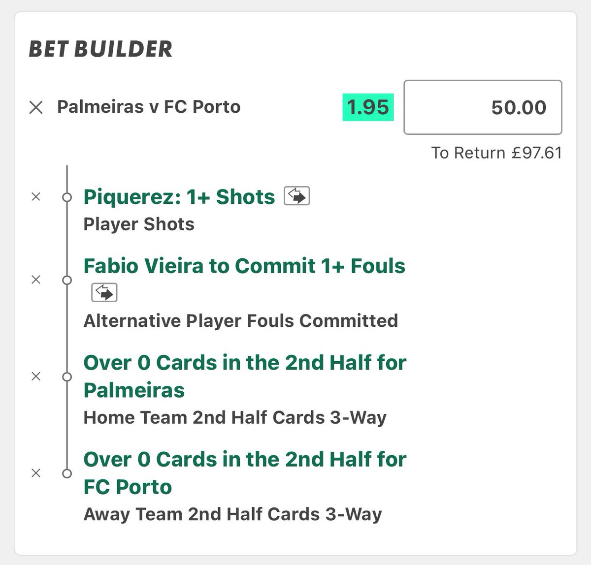jptips_'s tweet photo. Palmeiras 🌴 v Porto 🐉

Mixture of picks for the game to give us some interest. https://t.co/Lfw0VRse22