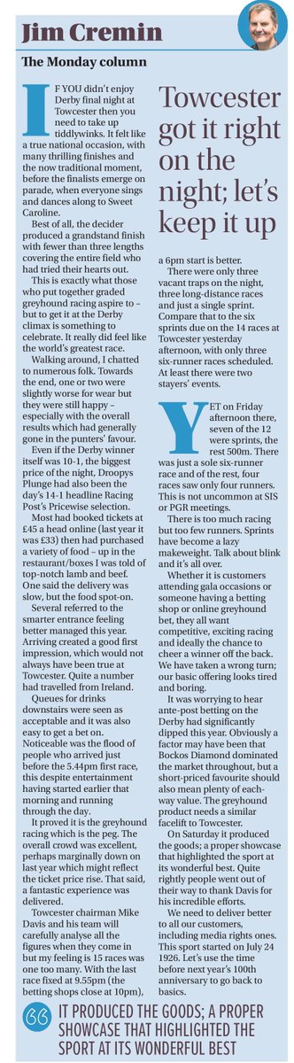 velvets14's tweet photo. THE MONDAY COLUMN
In The Racing Post
{16-6-25}
By Mr Jim Cremin.. https://t.co/PKEE0mfV7W