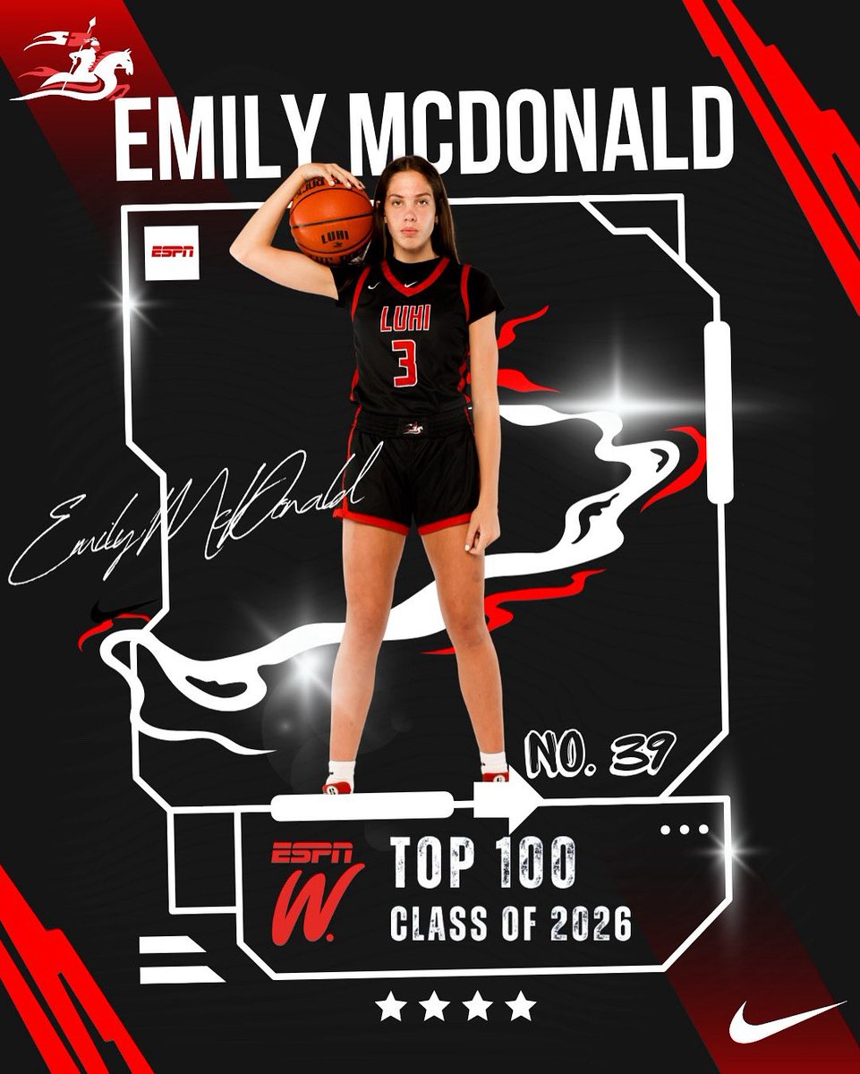 Congrats to ‘26 Emily McDonald on being ranked No. 39 in the latest ESPNW Top 100 Rankings!