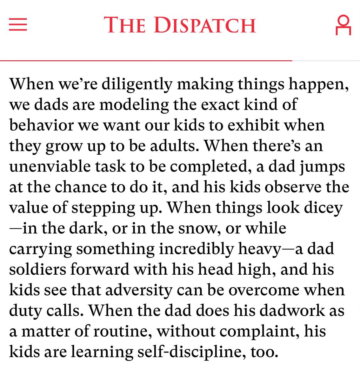 Mike Warren (@michaelrwarren) on Twitter photo Wrote for <a href="/thedispatch/">The Dispatch</a> about maybe the most important stuff we dads do: all the messy, labor-intensive, unenviable, and thankless tasks that we’re, in fact, happy to do. I call it dadwork. Wrote for <a href="/thedispatch/">The Dispatch</a> about maybe the most important stuff we dads do: all the messy, labor-intensive, unenviable, and thankless tasks that we’re, in fact, happy to do. I call it dadwork.