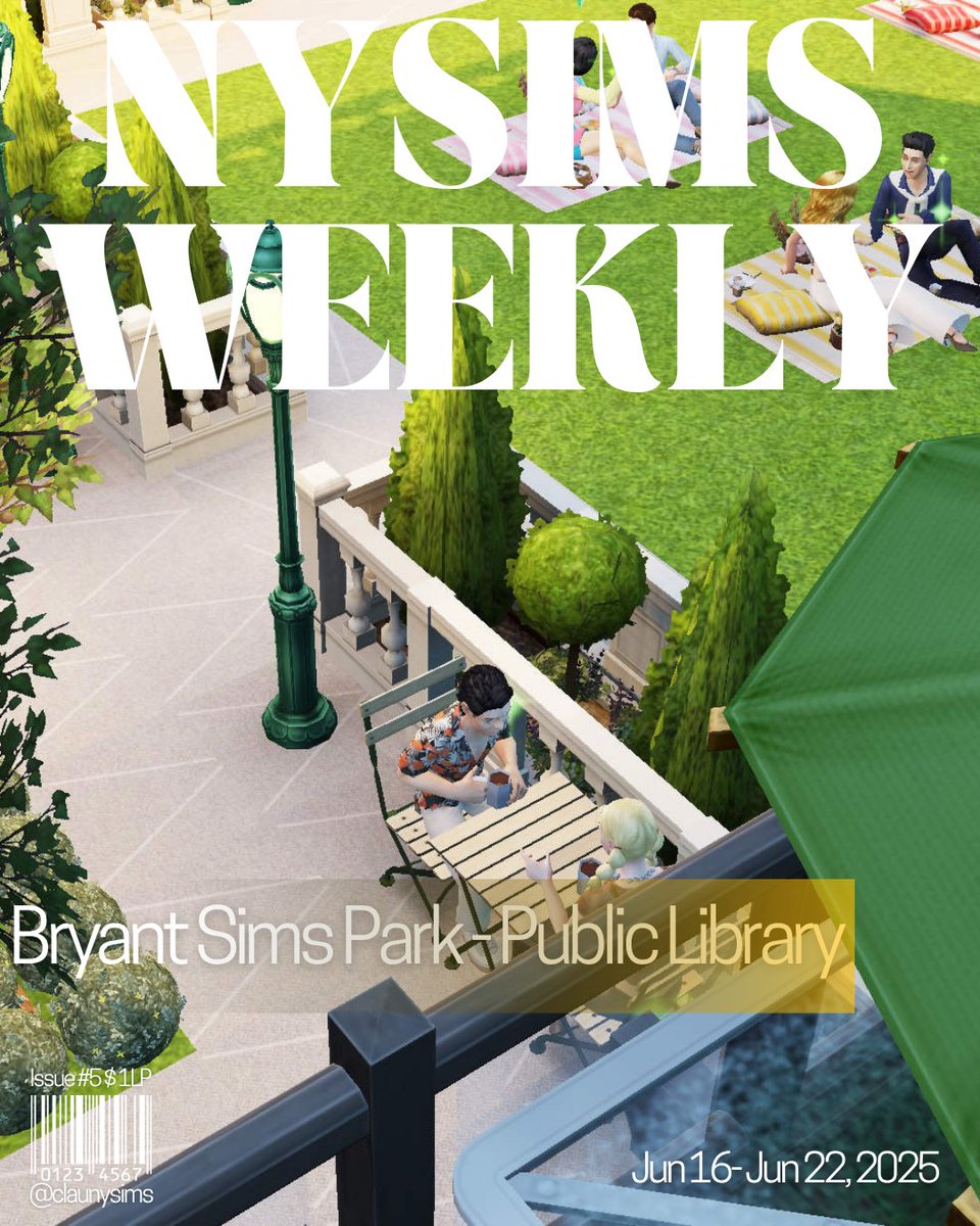 The new issue of NYSims Weekly is out now!
This week, we're bringing you some of the coziest corners of our city:
📚 A brand-new wing at the NYSims Public Library
🌳 A tour through the charming Bryant Sims Park
🎬 And the outdoor cinema that's lighting up our summer nights!
Tap