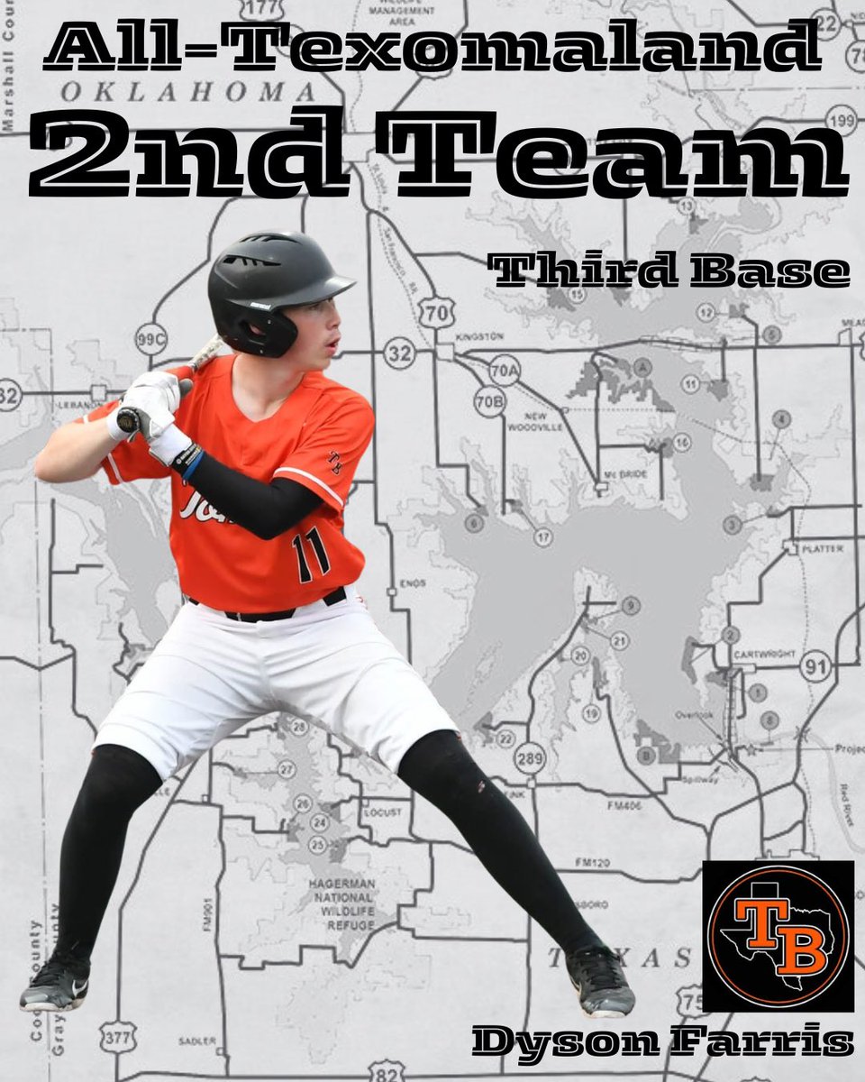 Congratulations Dyson Farris on being selected as All-Texomaland Second Team Third Base!
