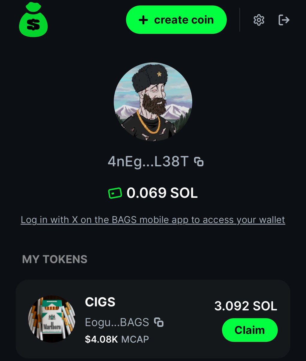 this is insane tek <a href="/BagsApp/">BAGS</a> 

launched $CIGS as a joke not expecting anything

just checked bags.fm and was surprised to see the rewards

I don‘t get why devs still use other launchpads