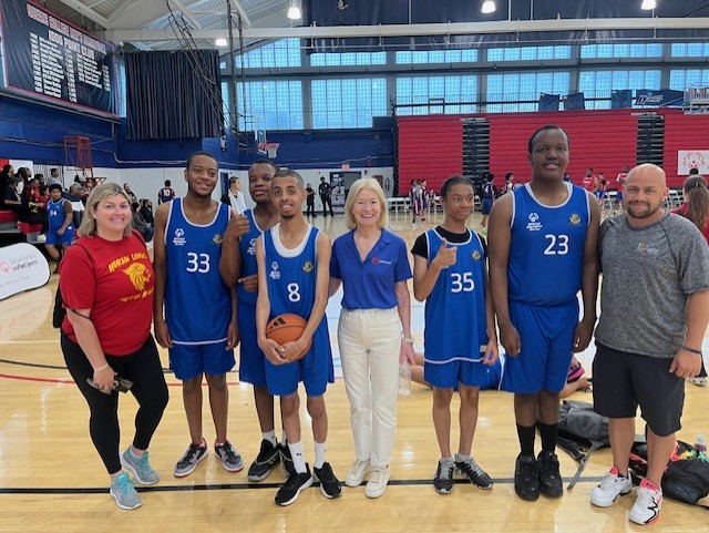 MaryDavisSO's tweet image. Had an amazing time at the Unified Basketball event at @QC_News this weekend! Over 250 @SpecialOlympics athletes from 40 schools came together for a day of sports and inclusion. Great to be there with new board member Joni Bessler! #UnifiedSports #ChooseToInclude