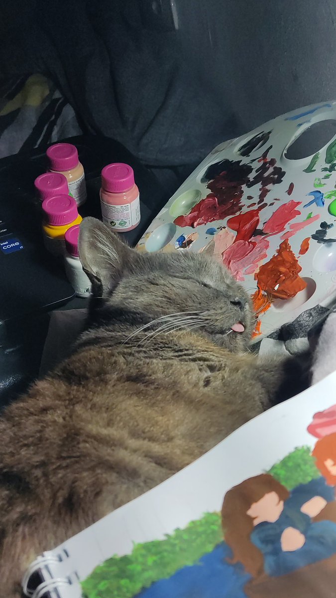 SpyderNico's tweet photo. @MoonKase Foto mais recente da minha gatinha sobrevivente nanando enquanto eu pinto 🤏🤏 https://t.co/vpCLWjq5Tp