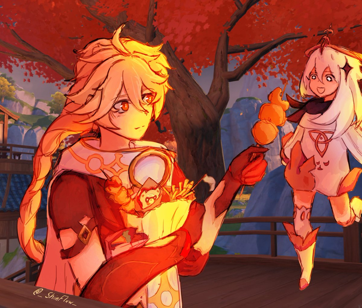 _ShinFlxw_'s tweet photo. I explooored alot with traveler. So I had to draw him for his aid in my battles.
(Weee dont talk about the Background, was a bit lazy...)

#Aether #Paimon #GenshinImpact https://t.co/7GZNOkXdhV