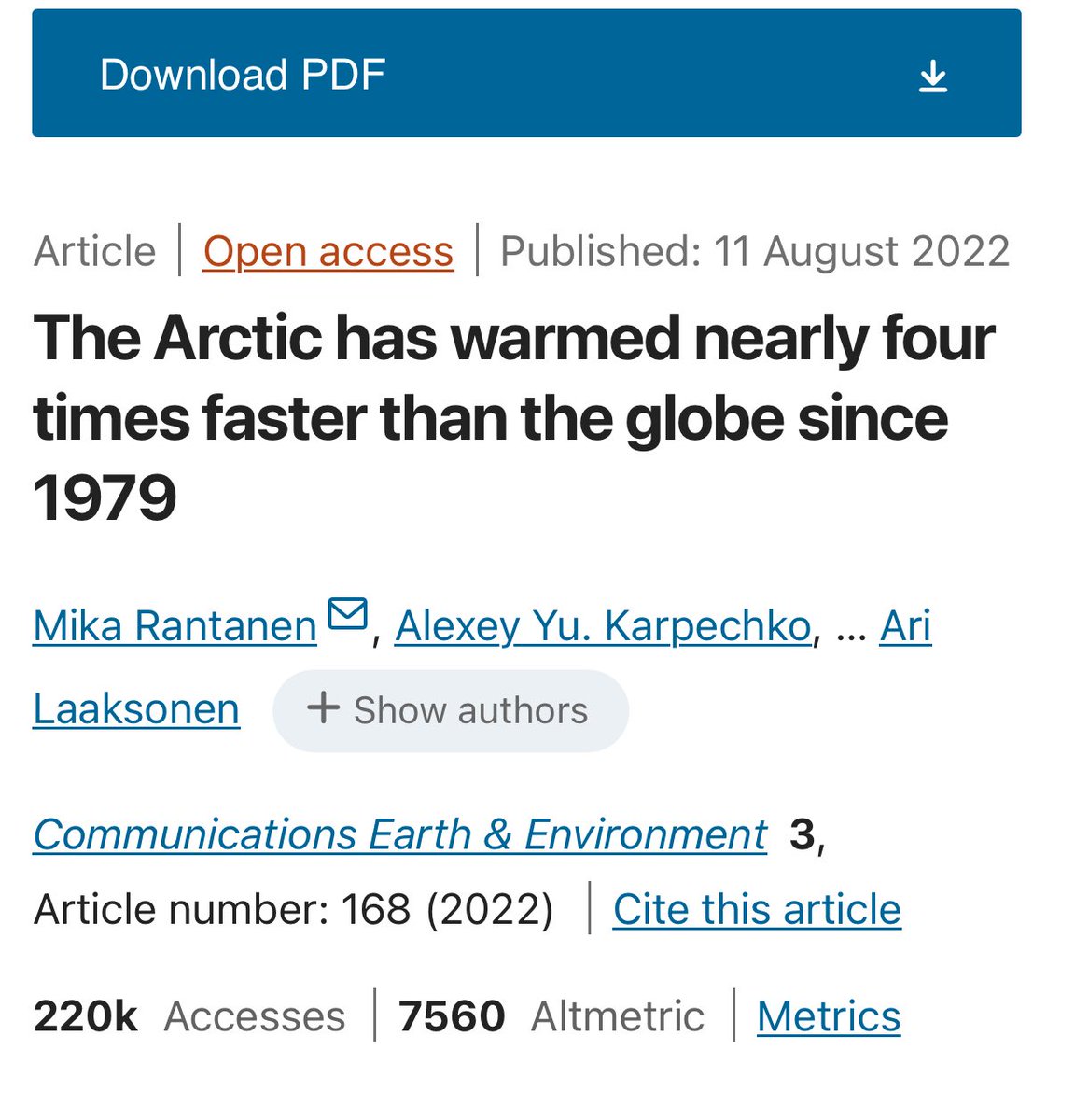 The Arctic is warming faster than the rest of the world; but as this article from 2022 showed, there’s been a fair amount of scientific uncertainty about *exactly* how much faster, and precisely *why* it’s warming faster…