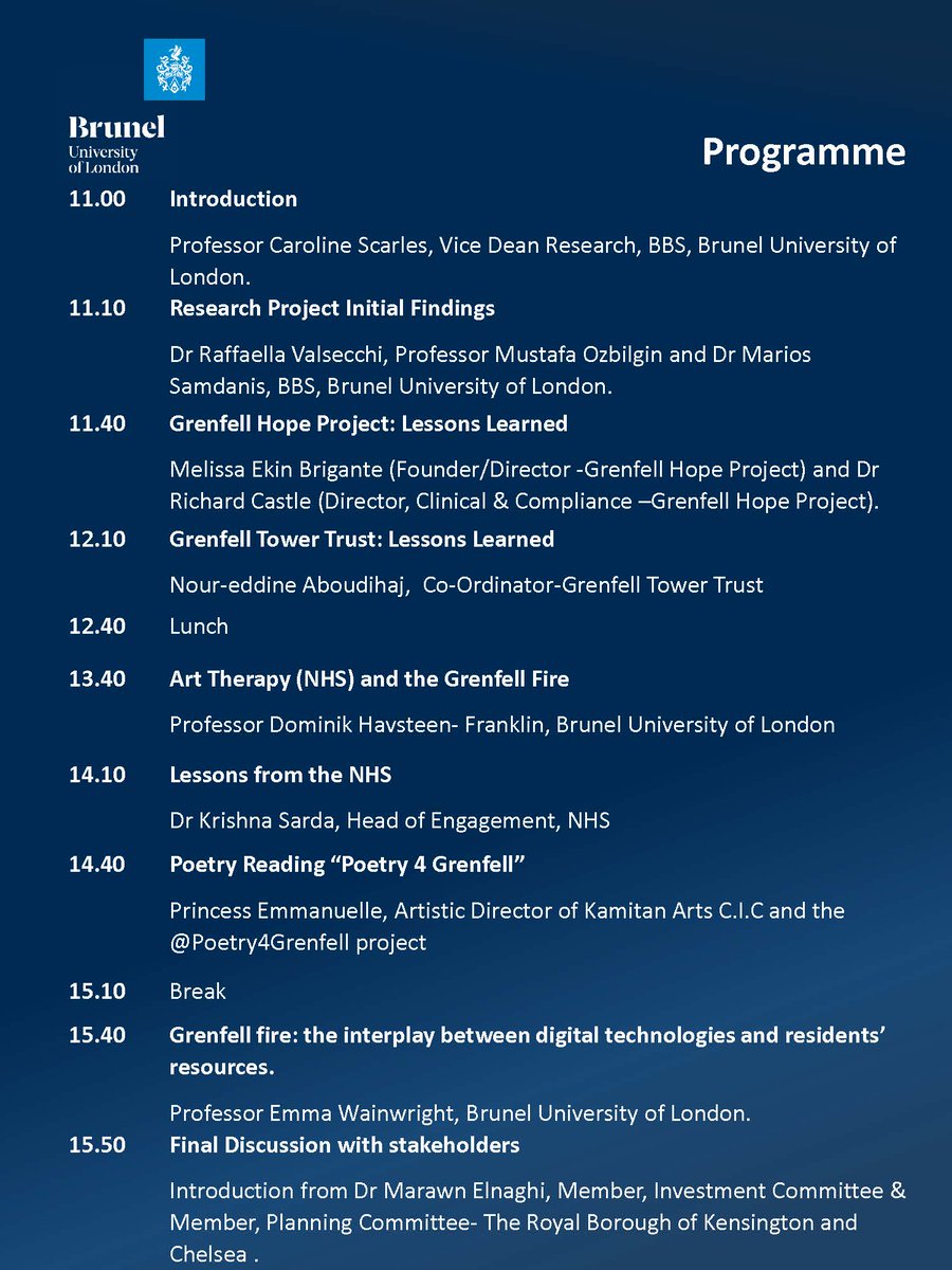 Kamitan Arts will be speaking and reciting form our #Poetry4Grenfell book at <a href="/Bruneluni/">Brunel University of London</a> "Strategies and Reflections for Disaster Intervention: The Case of the Grenfell Fire"  Mon 16th 11.00 am 💚
For the in-person attendance, Eventbrite: eventbrite.com/e/strategies-a…