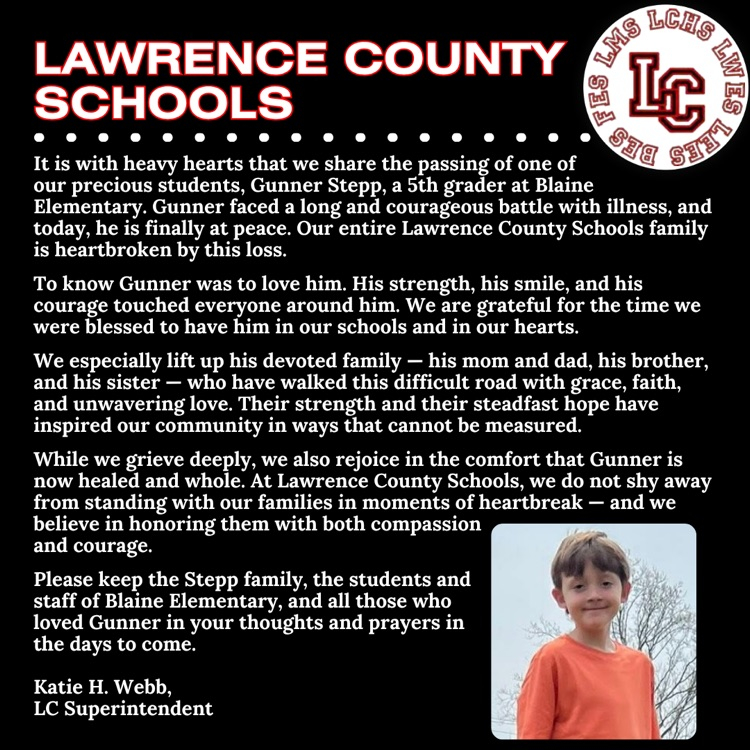 LawrenceCoSch's tweet photo. With heavy hearts we announce the passing of one of our own LC students. https://t.co/Wxnu8VzYiG