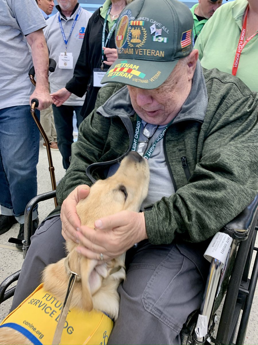AndreaMcCarren's tweet photo. After last summer’s epic RAGBRAI ride across #Iowa, I thought I was “one and done.” And THEN, I learned Honor Flight is this year’s beneficiary… and I knew I had to ride again. Almost all of the service dogs I’ve raised have joined me on a flight or to welcome veterans to D.C. https://t.co/EvebhnujaM