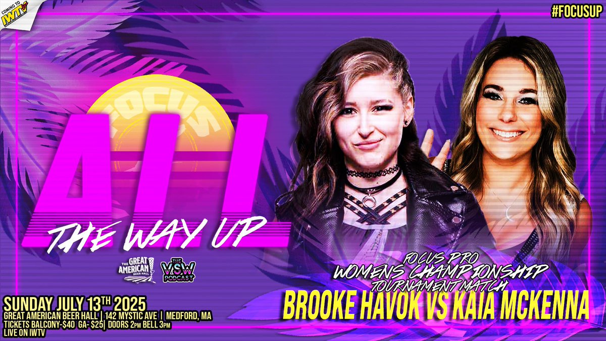 Focus Pro Wrestling (@focusprowrestle) on Twitter photo BREWERY BRAWL IN MEDFORD!
- <a href="/the_gnomie/">Gabby Forza</a> vs <a href="/realSammiChaos/">Sammi Chaos</a>
- <a href="/BrookeHavok/">moshpit mommy ブルック・ハボック</a> vs <a href="/KaiaMcK/">Kaia McKenna</a>
Plus 7 More Matches!!!
LIVE Sunday July 13th!
Great American Beer Hall
142 Mystic Ave - Medford, MA
Doors 2pm - Bell 8pm
Buy Your Tickets Now!
eventbrite.com/e/focus-pro-wr… BREWERY BRAWL IN MEDFORD!
- <a href="/the_gnomie/">Gabby Forza</a> vs <a href="/realSammiChaos/">Sammi Chaos</a>
- <a href="/BrookeHavok/">moshpit mommy ブルック・ハボック</a> vs <a href="/KaiaMcK/">Kaia McKenna</a>
Plus 7 More Matches!!!
LIVE Sunday July 13th!
Great American Beer Hall
142 Mystic Ave - Medford, MA
Doors 2pm - Bell 8pm
Buy Your Tickets Now!
eventbrite.com/e/focus-pro-wr…