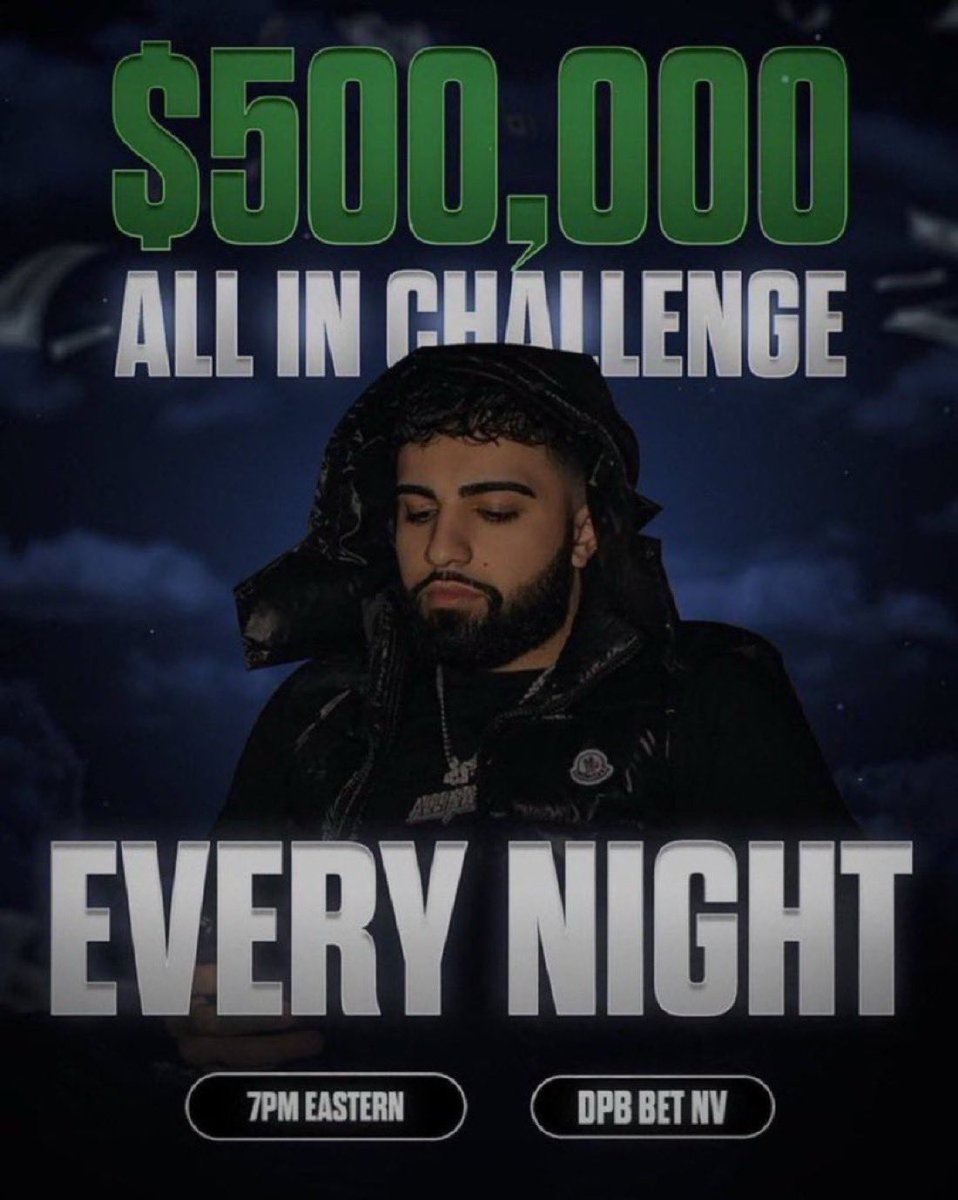 AllinStream's tweet image. $𝟱𝟬𝟬,𝟬𝟬𝟬 𝗖𝗛𝗔𝗟𝗟𝗘𝗡𝗚𝗘 𝗜𝗦 𝗟𝗜𝗩𝗘 𝗡𝗢𝗪 :

@AllInAbe_ is currently traveling but the stream must go on! Moose from the research team will be running it up today! 

𝗔𝗰𝘁𝗶𝘃𝗲 $𝟭𝟬𝟬𝟬 𝗚𝗶𝘃𝗲𝗮𝘄𝗮𝘆 𝗪𝗵𝗲𝗻 𝗬𝗼𝘂 𝗙𝗼𝗹𝗹𝗼𝘄 : 
➡️ kick.com/allinabe