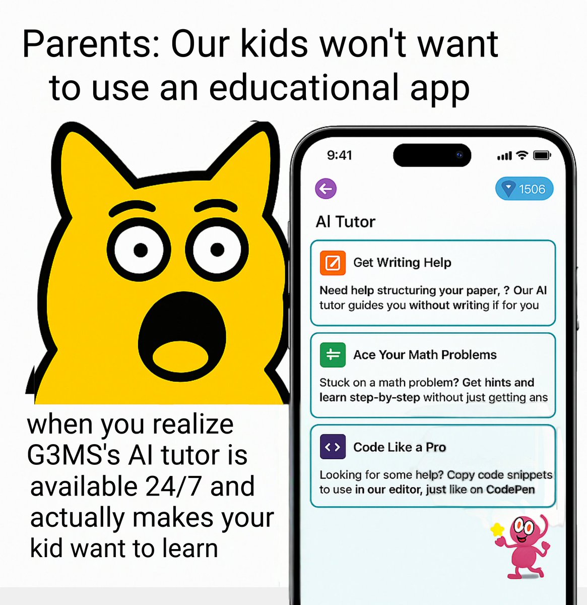 getG3MS's tweet photo. “Kids won’t use an educational app.”
👇
Until they try G3MS.
✅ 24/7 AI tutoring
✅ Real rewards
✅ Actually fun

Try it now → https://t.co/fXi0JiFYhJ

#G3MS #LearnToEarn #StudyHack #AIinEducation #GamifiedLearning #SmartLearning https://t.co/hdf5mWruRE