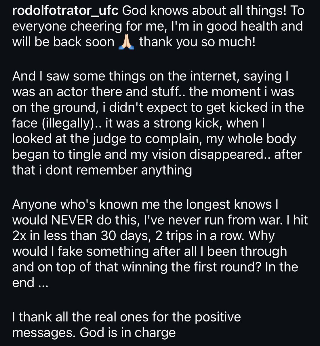 mmamania's tweet image. Rodolfo Bellato issues a statement about his no-contest at #UFCAtlanta