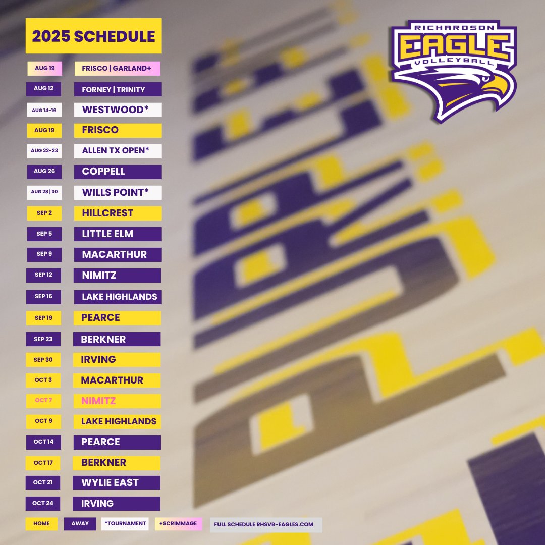 '25 RHSVB schedule is HERE‼️🔥

Full Schedule 🔗rhsvb-eagles.com

#RHSVB | #Team52 
😤🦅🏐