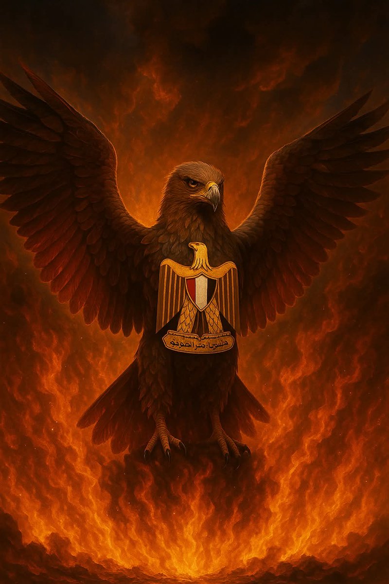 في قلب جحيم الشرق الأوسط، وبين ألسنة اللهب والدخان، يقف نسر مصر الجسور شامخًا، رافعًا جناحيه ليحمي شعبه من العواصف العاتية. تتطاير الشرور من حوله، وتشتد النيران في الأفق، لكنه لا يلين...
هو رمز الكرامة والقوة والحكمة، يحرس الوطن من كل من تسوّل له نفسه الاقتراب من أرضه.