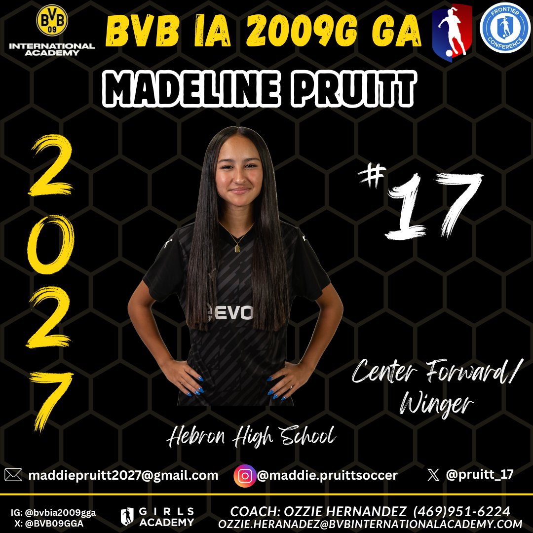 Maddie Pruitt #17 - Center Forward/Winger ⚽️ Class of 2027 <a href="/pruitt_17/">Maddie_Pruitt_17</a> <a href="/bvbiaa/">BVB IA North Amercia</a> <a href="/bvbiantx/">BVB International Academy North Texas</a> <a href="/GAcademyLeague/">Girls Academy</a> <a href="/ImYouthSoccer/">ECNL/GA/Recruiting/College Soccer</a> <a href="/ImCollegeSoccer/">College Soccer Truth ™</a> <a href="/PrepSoccer/">Prep Soccer ⚽️</a> <a href="/PrepSoccerTX/">Prep Soccer Texas</a> <a href="/TopDrawerSoccer/">TopDrawerSoccer</a> <a href="/NCAASoccer/">NCAA Soccer</a> #bvb09gga #june15 #classof2027