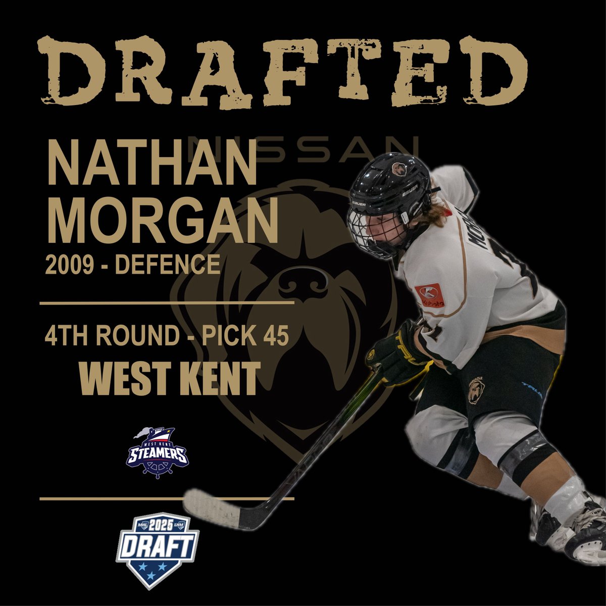 👀#GrowlersSighting👀
Congrats to our #27 Nathan Morgan on being selected 45th overall in this weekend’s <a href="/THEMHL/">The MHL</a> draft by the <a href="/WKSteamers/">West Kent Steamers</a>!! #GrowlersFamily #Woof #BlackWhiteAndGold #NLProud #DevelopAtHome #MHLDraft2025