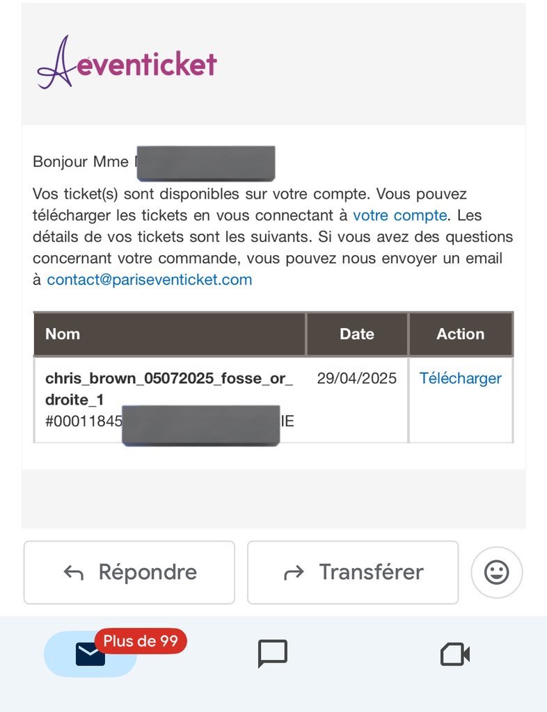 mau_vaka's tweet photo. J’ai 3 places à vendre au prix d’achat.  1 fosse or droit, 1 catego 1 et 1 carré or ( svp je veux juste recuperer mes talles 😂)

#breezybowl #paris #ChrisBrown https://t.co/oTVoHn92hM