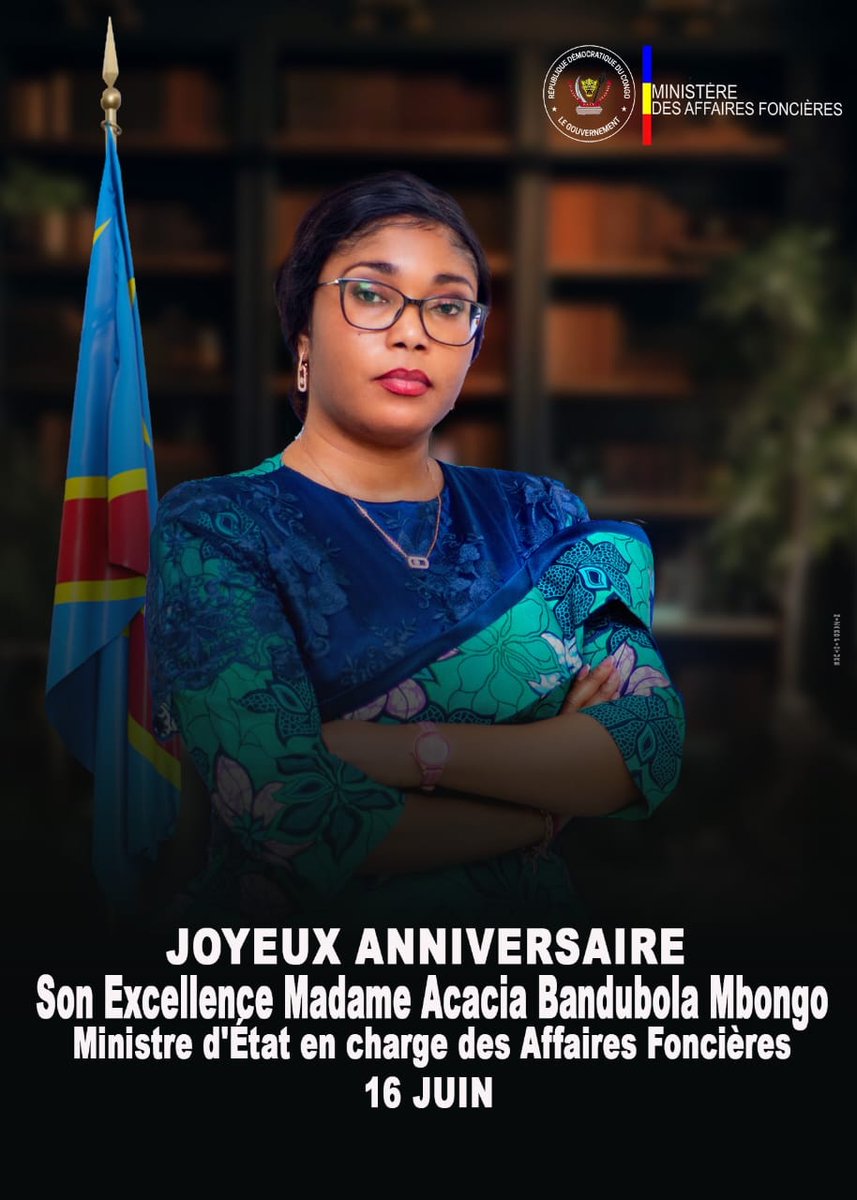 Ministère des Affaires Foncières - RDC (@minaff_fonc_rdc) on Twitter photo #RDC : Joyeux anniversaire à Son Excellence Acacia Bandubola Mbongo, Ministre d'État, Ministre des affaires foncières.💎🎂💎🍰🎂💎🇨🇩🇨🇩🇨🇩
<a href="/bandubolambongo/">Acacia Bandubola</a> #RDC : Joyeux anniversaire à Son Excellence Acacia Bandubola Mbongo, Ministre d'État, Ministre des affaires foncières.💎🎂💎🍰🎂💎🇨🇩🇨🇩🇨🇩
<a href="/bandubolambongo/">Acacia Bandubola</a>