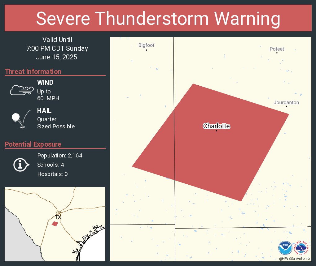Severe Thunderstorm Warning including Charlotte TX until 7:00 PM CDT