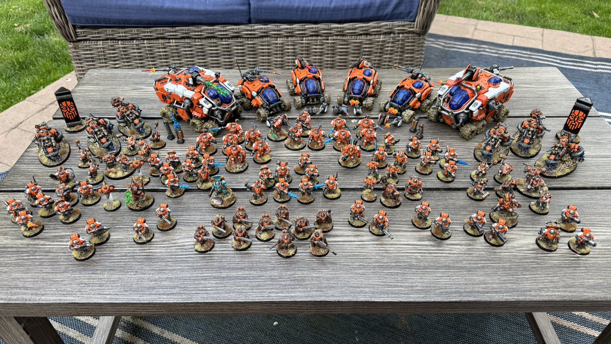 Key2TheFence's tweet photo. I’ve been working on my Votann since January. Have about 2500ish points painted with about 700ish left to go. Very happy &amp; proud with how they all have come together! Just felt like sharing the family pictures. #WarhammerCommunity #LeaguesofVotann #Votann #Warhammer40k https://t.co/AaDtBRUywM