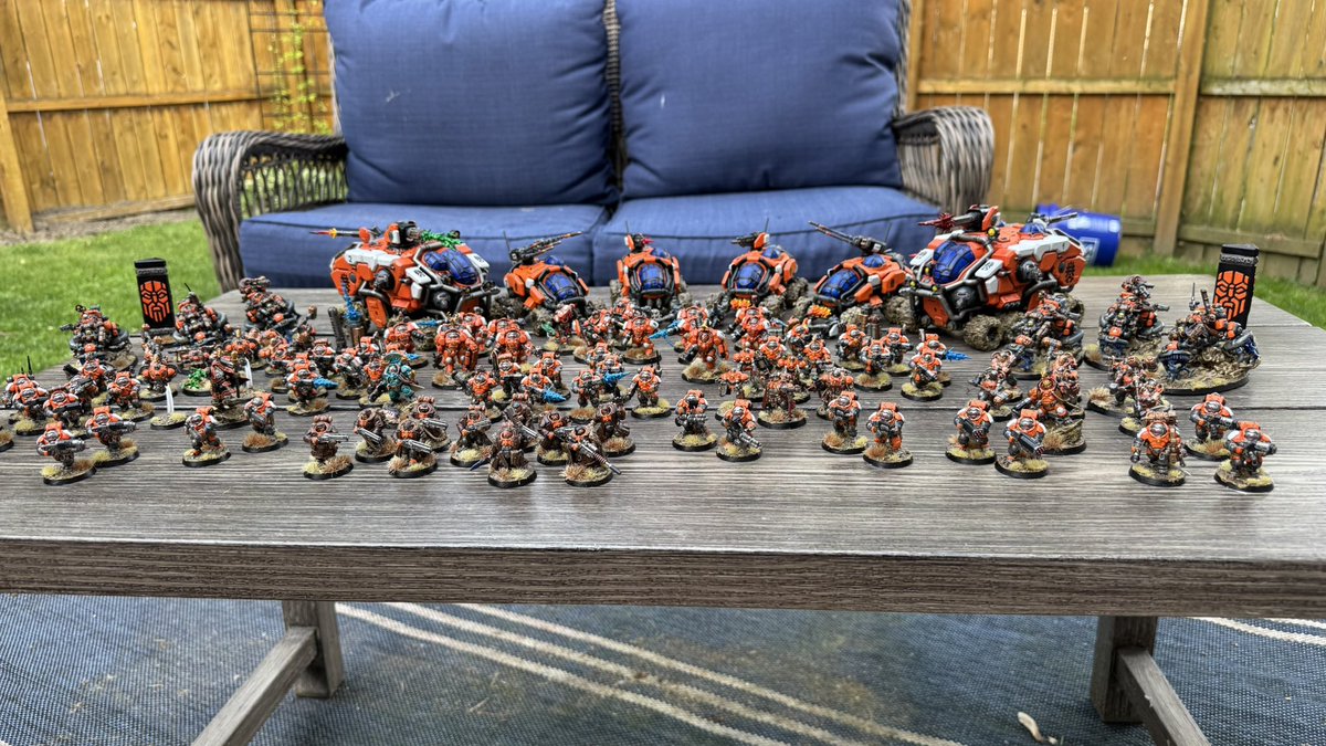 Key2TheFence's tweet photo. I’ve been working on my Votann since January. Have about 2500ish points painted with about 700ish left to go. Very happy &amp; proud with how they all have come together! Just felt like sharing the family pictures. #WarhammerCommunity #LeaguesofVotann #Votann #Warhammer40k https://t.co/AaDtBRUywM