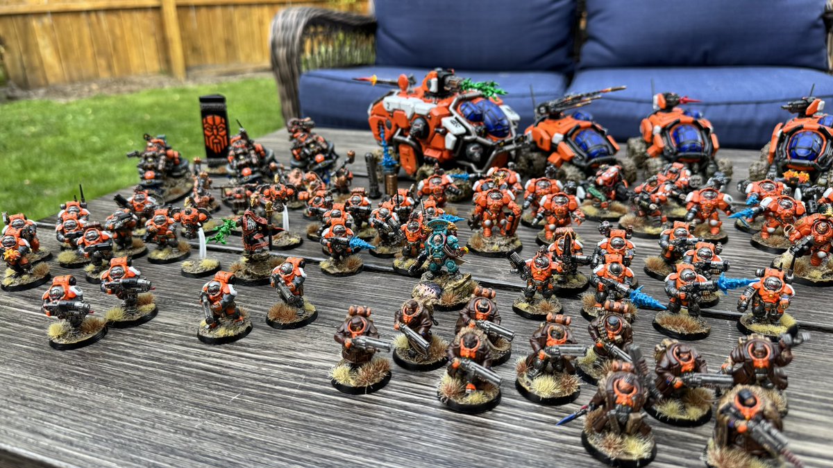 Key2TheFence's tweet photo. I’ve been working on my Votann since January. Have about 2500ish points painted with about 700ish left to go. Very happy &amp; proud with how they all have come together! Just felt like sharing the family pictures. #WarhammerCommunity #LeaguesofVotann #Votann #Warhammer40k https://t.co/AaDtBRUywM
