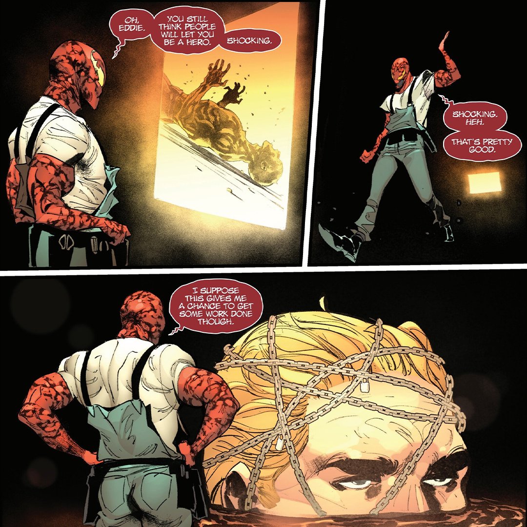 Carnage out here cracking jokes while eddie marinating like sunday dinner. #marvel #marvelcomics #carnage