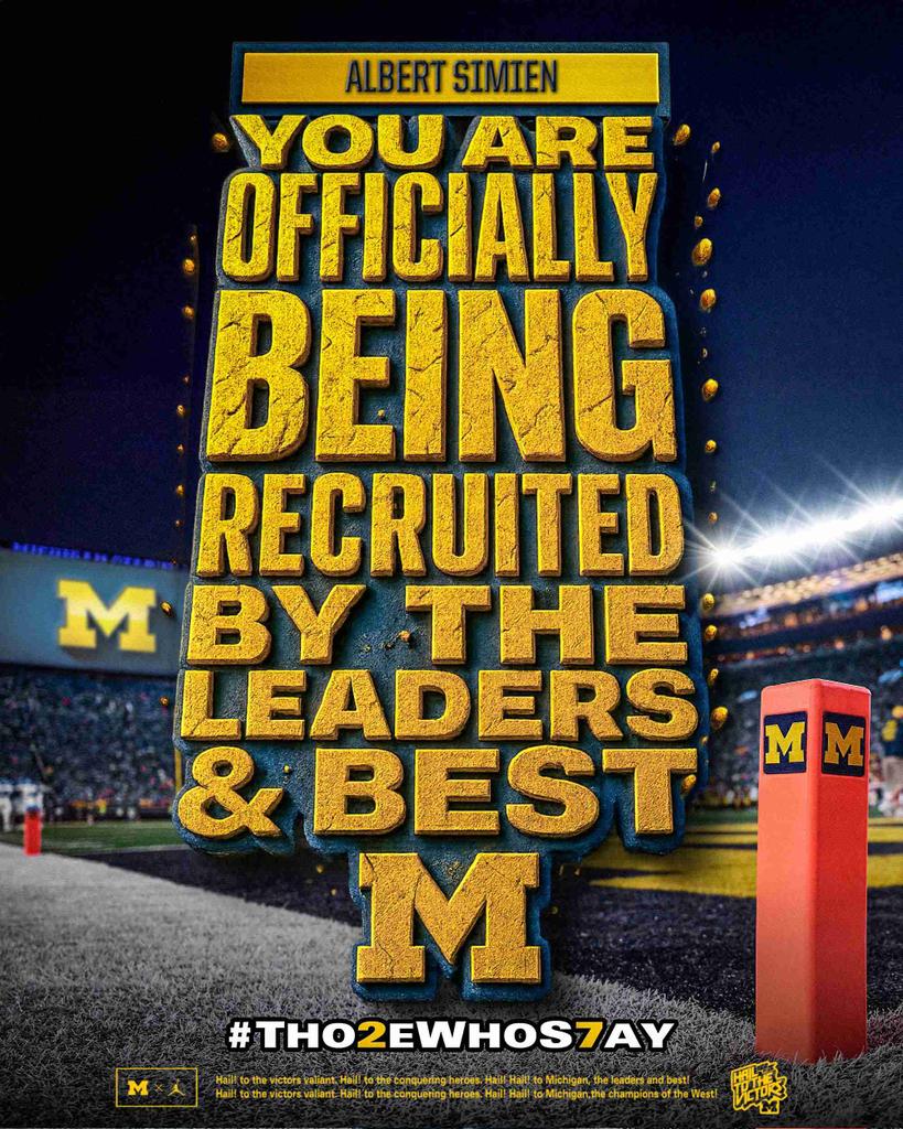 Albert S. (@albert_simien33) on Twitter photo Thank you for getting in contact with me, <a href="/UMichFootball/">Michigan Football</a> <a href="/SamPopper_/">Sam Popper</a> #GoBlue #classof2027 Thank you for getting in contact with me, <a href="/UMichFootball/">Michigan Football</a> <a href="/SamPopper_/">Sam Popper</a> #GoBlue #classof2027