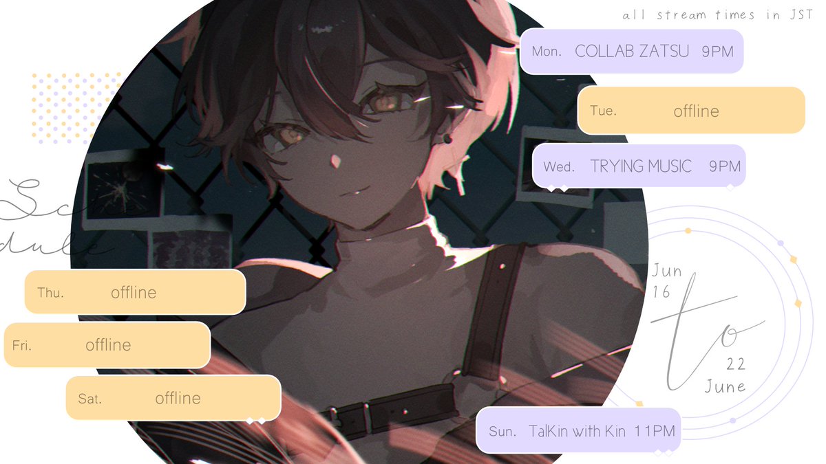 KinEto46's tweet photo. ๐ฎ SCHEDULE ๐
June 16 - June 22
THE MUSIC STREAM IS GOING TO BE SCUFFED AF LMAOOOOOOO
Illust๐จ:@/FR4te71
#KinEtoโ #vtuber https://t.co/zoYBXrAu8W