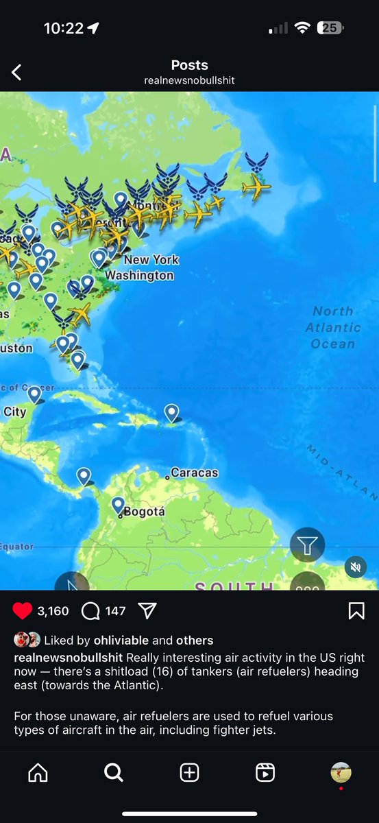 mattj_bowden's tweet photo. @ClayTravis Tons of USAF planes headed across the Atlantic. Are we fixing to enter the next war? https://t.co/RbhKKAcrrV