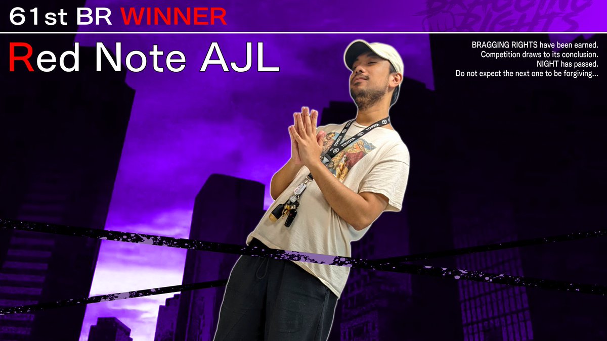 Winners for BR #61!

Tekken- TTH  | Armor Sinister
SF6 &amp; COTW: CDM JOHNY
GBVSR: Avarice Aeon
UNI: Red Note AJL

Thanks again for another awesome night! See you again Thursday!