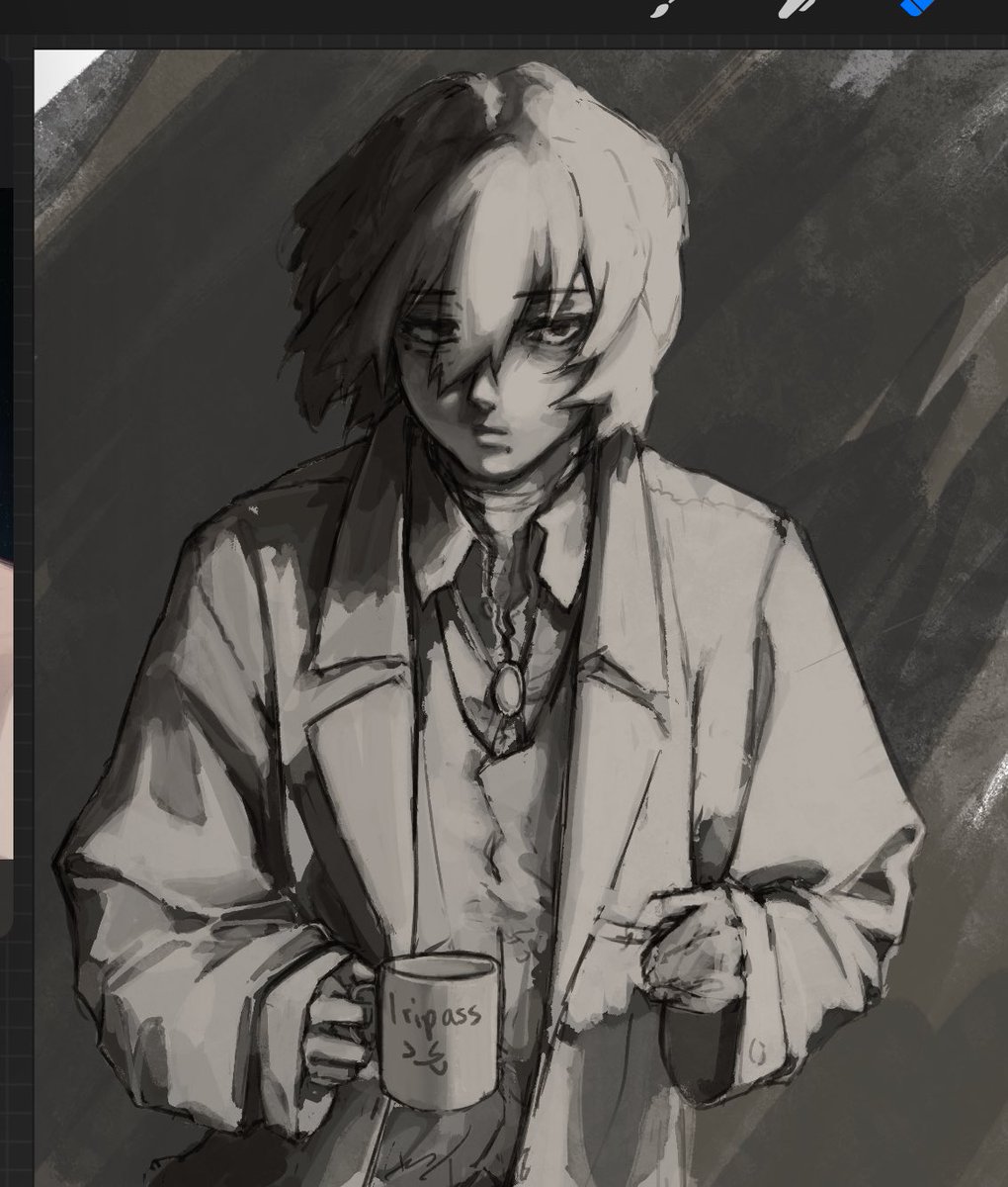 Fuyushiii's tweet photo. hes annoyinh me. ill draw him getting strangled next.. #dazai https://t.co/EXLY63bsfc